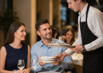 Ilustração de um casal no restaurante - Fonte: Imagem Gerada