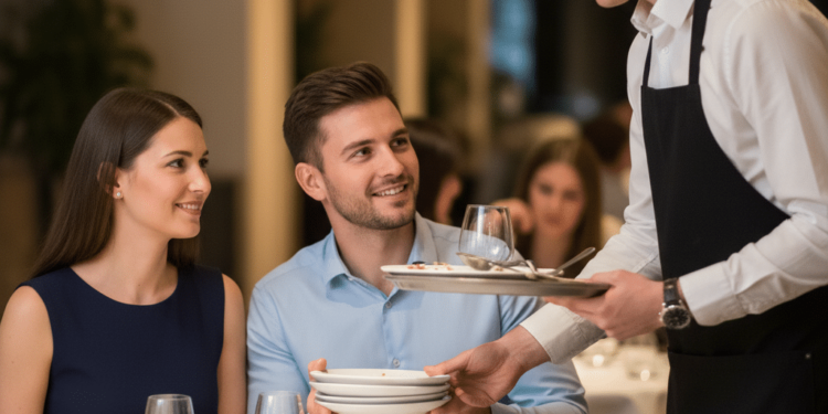 Ilustração de um casal no restaurante - Fonte: Imagem Gerada