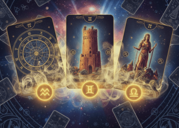 Ilustração de cartas e signos