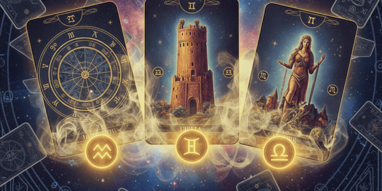 Ilustração de cartas e signos