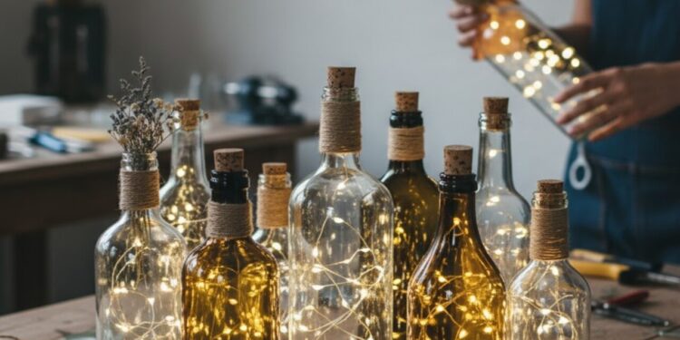 Transforme garrafas de vidro em luminárias incríveis com essa dica fácil
