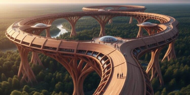 Tamanho da maior estrutura de madeira do mundo surpreende fãs de arquitetura