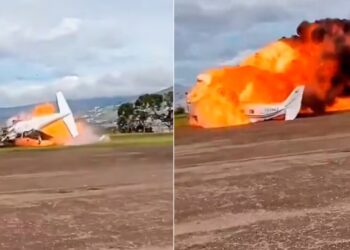 Vídeo impressionante mostra avião caindo durante decolagem com vítimas fatais