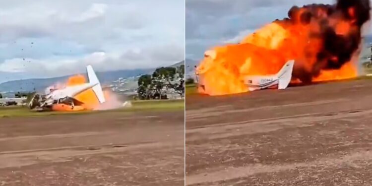 Vídeo impressionante mostra avião caindo durante decolagem com vítimas fatais