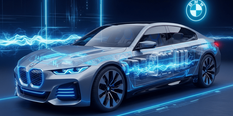 Imagem ilustrativa que mostra um modelo representativo de carro movido a hidrogênio