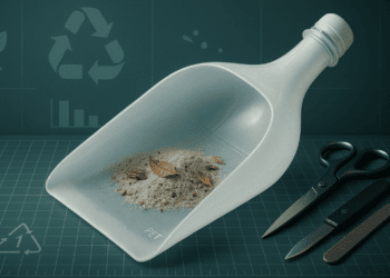 Pá artesanal feita com garrafa PET reciclada