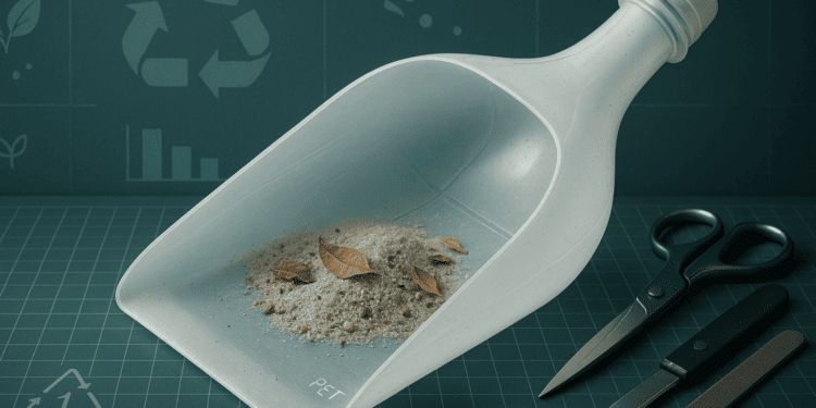 Pá artesanal feita com garrafa PET reciclada