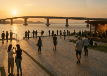 Com 80% concluída, nova ponte no litoral do Paraná já muda mobilidade, turismo e economia regional