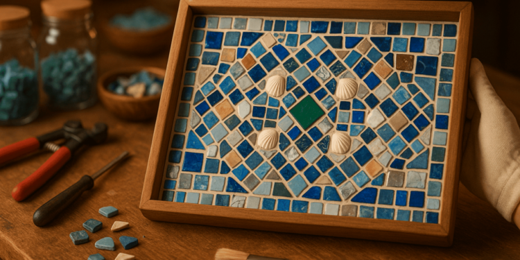 Bandeja decorativa com mosaico fácil de fazer e valoriza qualquer ambiente