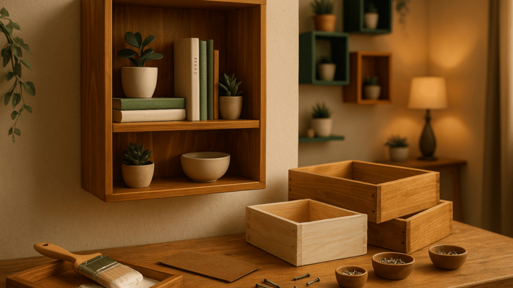 Aprenda como fazer nichos com caixotes para decorar e organizar ao mesmo tempo
