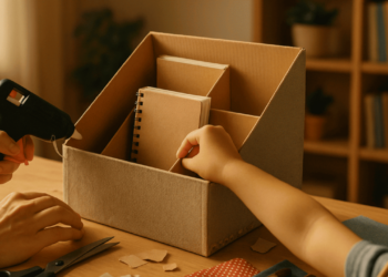 Reaproveite caixa de sapato e crie um porta-livros fácil e decorativo