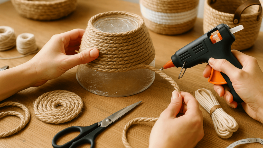 Transforme barbante em cestinhas decorativas para qualquer ambiente da casa