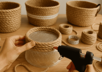 Transforme barbante em cestinhas decorativas para qualquer ambiente da casa