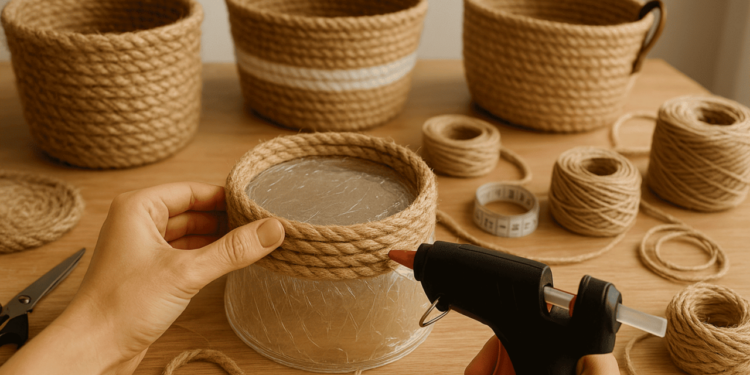 Transforme barbante em cestinhas decorativas para qualquer ambiente da casa