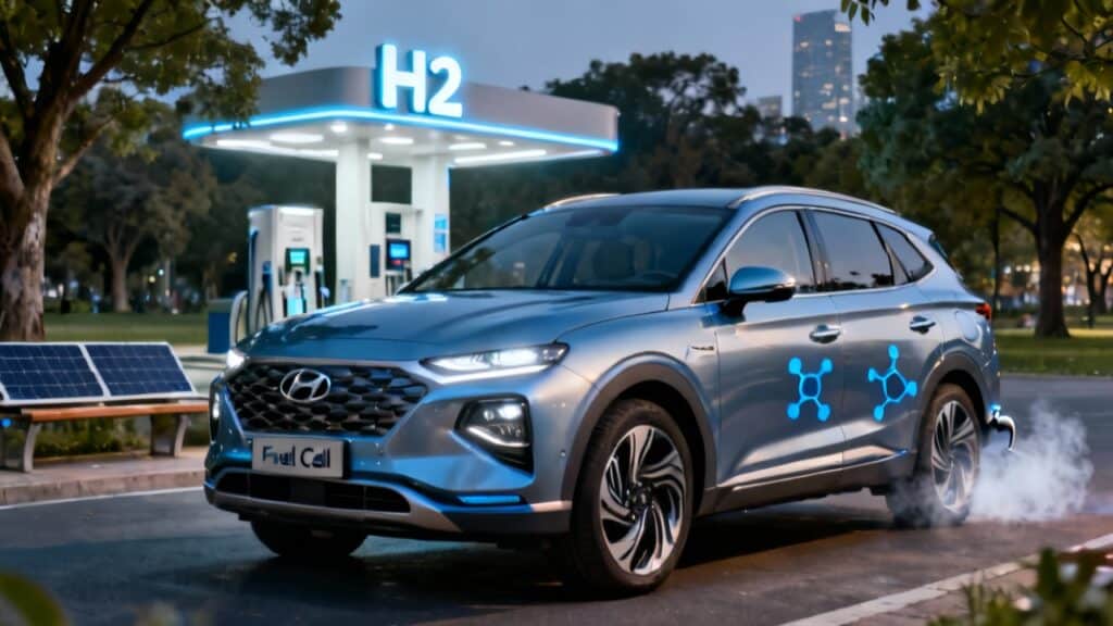 Imagem ilustrativa com foco em mostrar um modelo representativo de um carro movido a hidrogênio