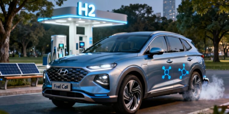 Imagem ilustrativa com foco em mostrar um modelo representativo de um carro movido a hidrogênio
