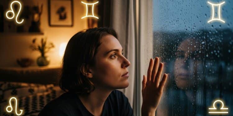 Pessoa olhando pela janela em uma chuva