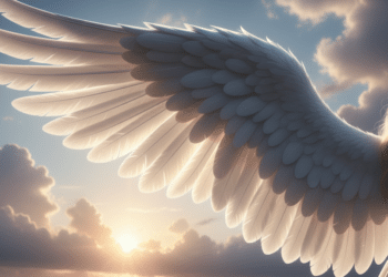 Asa de anjo em foco aos céus