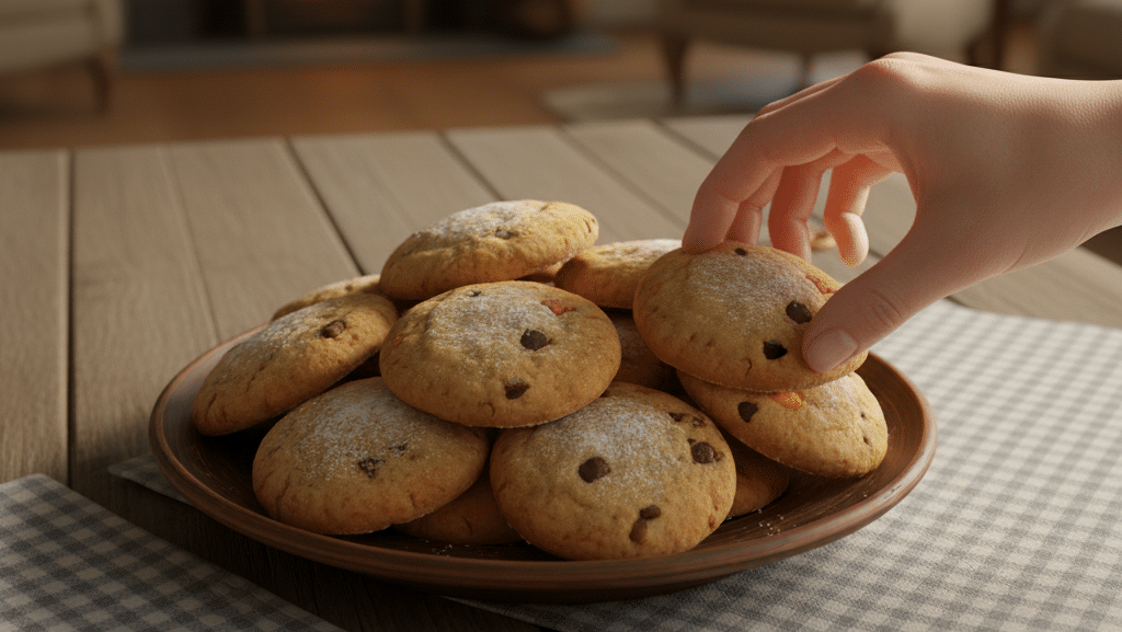 Biscoitinhos sendo pego para comer