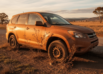 Carro em meio a estrada enferrujado