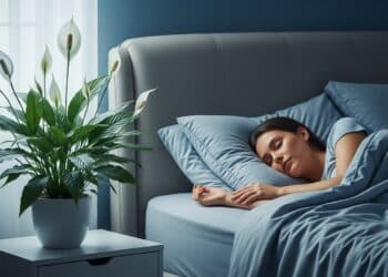 Dormindo calmamente com a planta lado