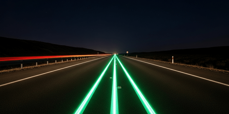 Estradas com faixas brilhantes de verde de forma ilustrativa