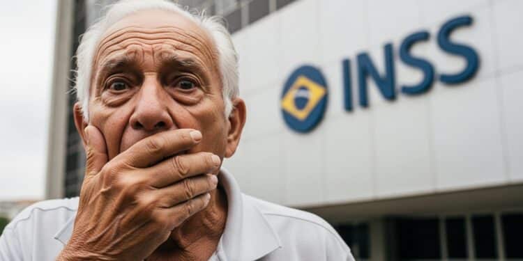 Idoso surpreso em frente ao INSS