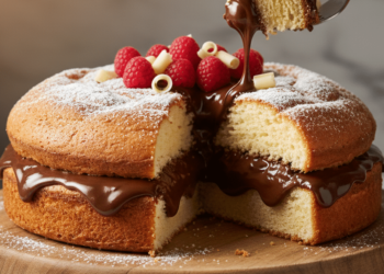 Bolo assado com recheio no meio por dentro