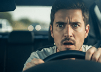 Motorista frustrado durante o trânsito