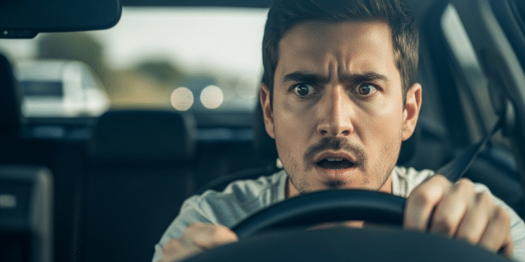 Motorista frustrado durante o trânsito