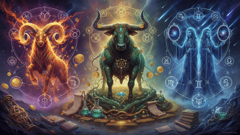 Os signos ilustrados com financeiro