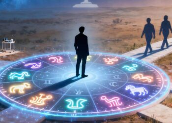 Ilustração de seu ego centralizado entre os signos e profissões