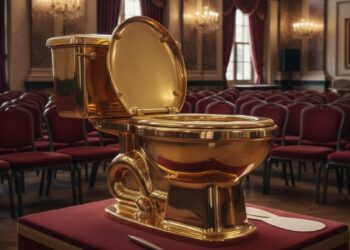 Vaso sanitário de ouro é arrematado durante leilão em Nova York e valor surpreende