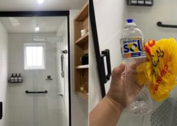 Internautas ficam chocados com este truque fácil para limpar o box usando sacola