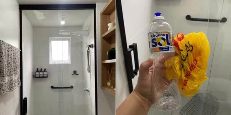 Internautas ficam chocados com este truque fácil para limpar o box usando sacola