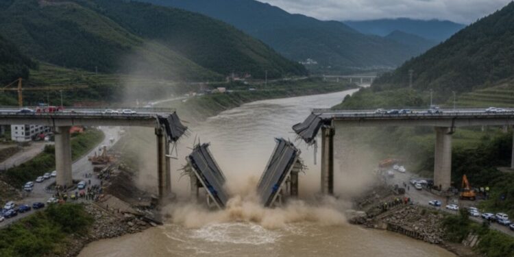 Ponte gigante recém-inaugurada na China acaba desabando, VEJA VÍDEO