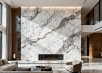 Adeus ao azulejo: a tendência das placas que imitam mármore para reformas sem sujeira