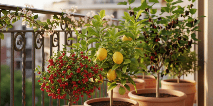 Cultive miniárvores frutíferas na varanda e colha frutas frescas diariamente, transformando seu espaço em um pomar urbano vivo.