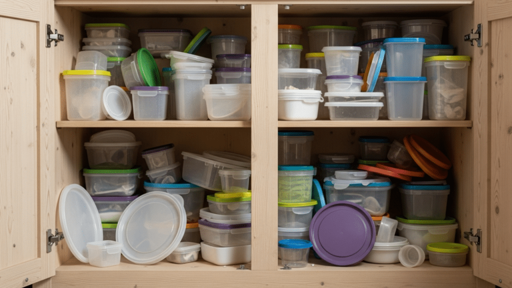 A forma ideal de organizar potes nos armários para evitar quedas e nunca mais perder as tampas