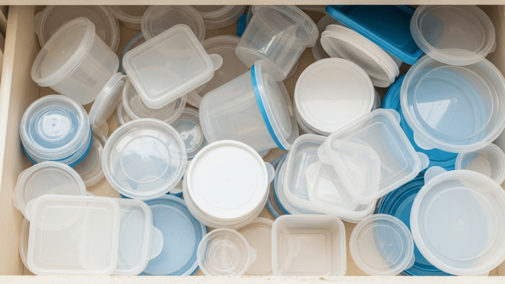 A forma ideal de organizar potes nos armários para evitar quedas e nunca mais perder as tampas