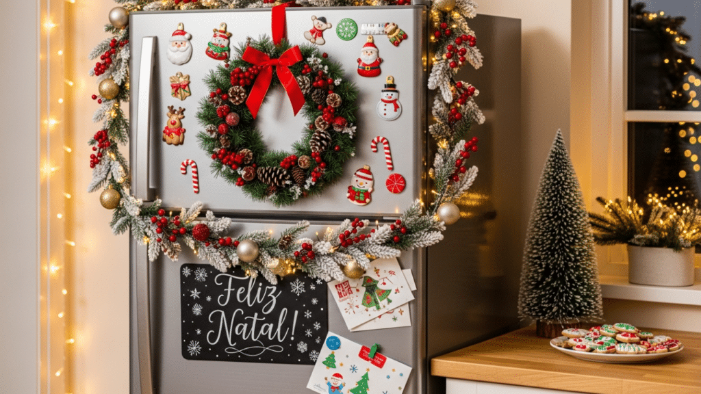 A ideia perfeita para decorar a geladeira no Natal e deixar a cozinha irresistível