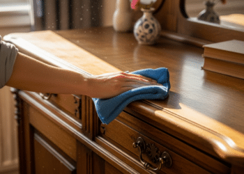 O truque para deixar seu móvel de madeira perfumado e brilhoso usando óleo de peroba com amaciante