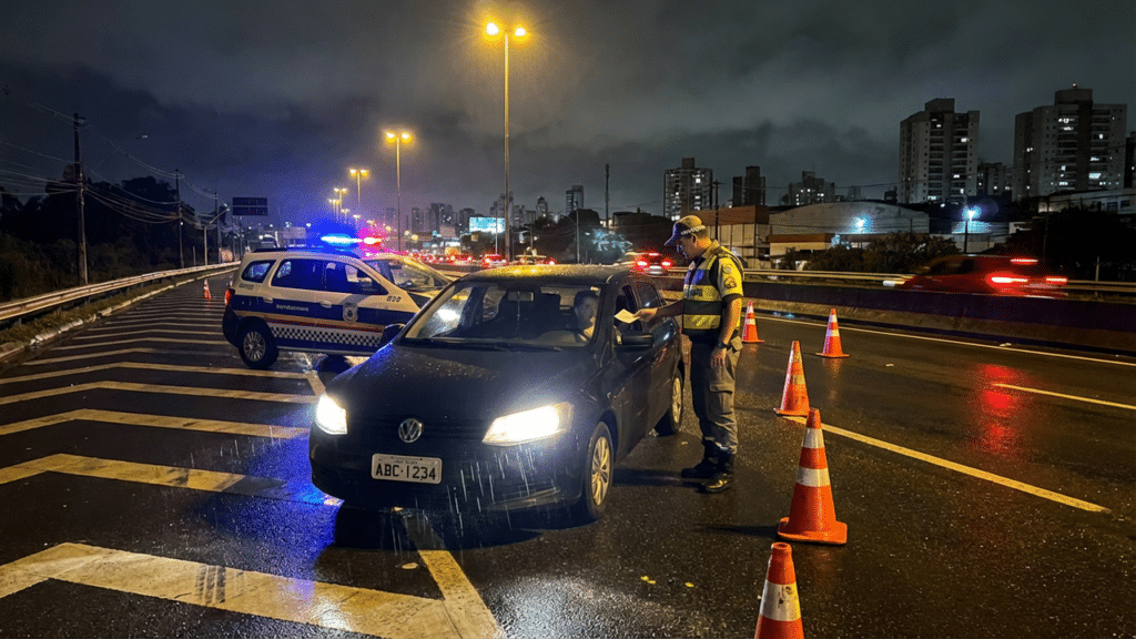 Motorista sendo multado na estrada