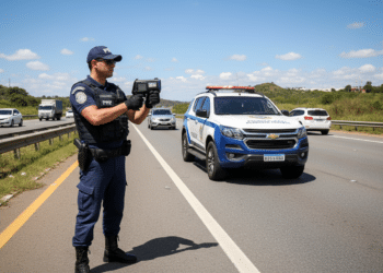 PRF utilizando radar ao lado da estrada