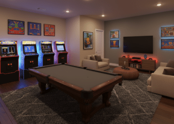 Criei minha sala de jogos sem gastar muito e hoje tenho o lugar perfeito para relaxar nos fins de semana