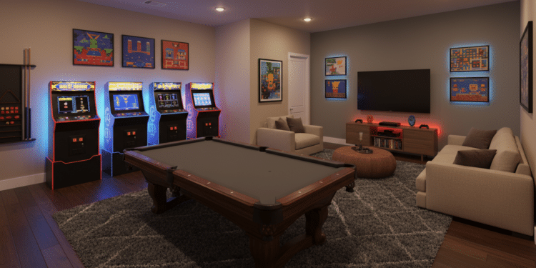 Criei minha sala de jogos sem gastar muito e hoje tenho o lugar perfeito para relaxar nos fins de semana