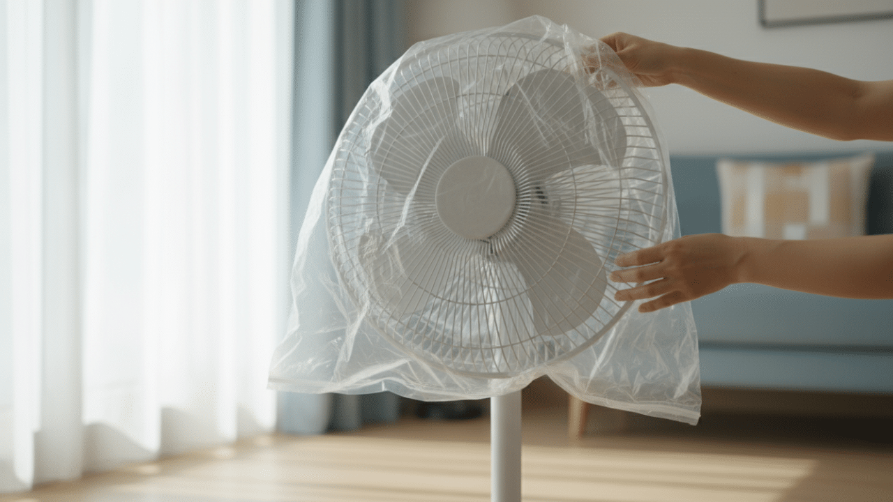 Vi na internet e testei: Usei uma sacola plástica para limpar o ventilador em casa e funcionou!