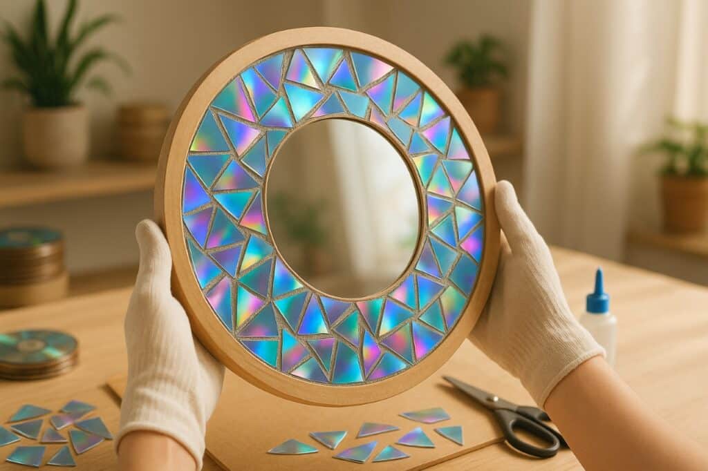 A melhor ideia para reaproveitar CDs na decoração de espelhos