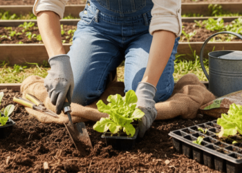 Preparando plantação de alface