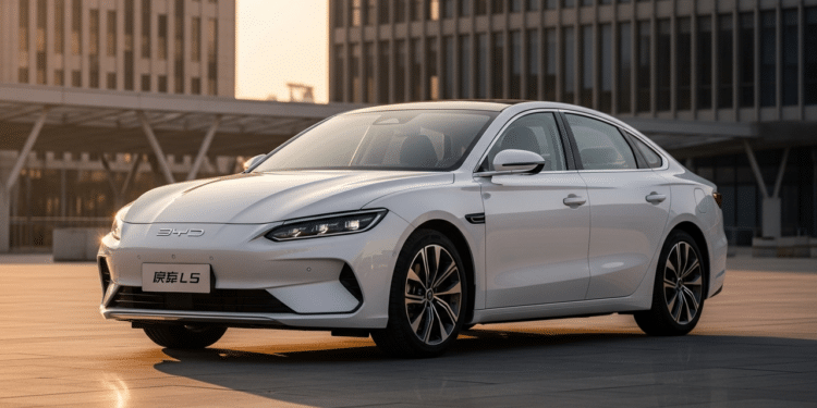 Ilustração de um BYD Qin L 2026 - Imagem Gerada